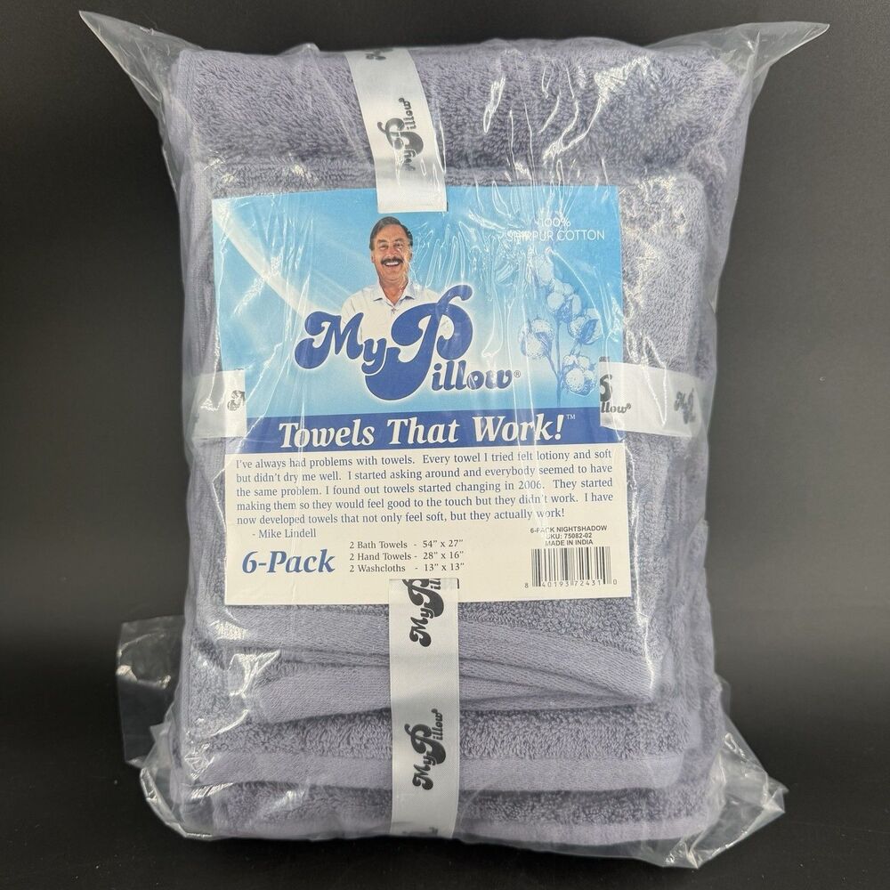 NEW Set of 6 Towels By My Pillow Night shadow Gray 2 Each Bath Hand Washcloth